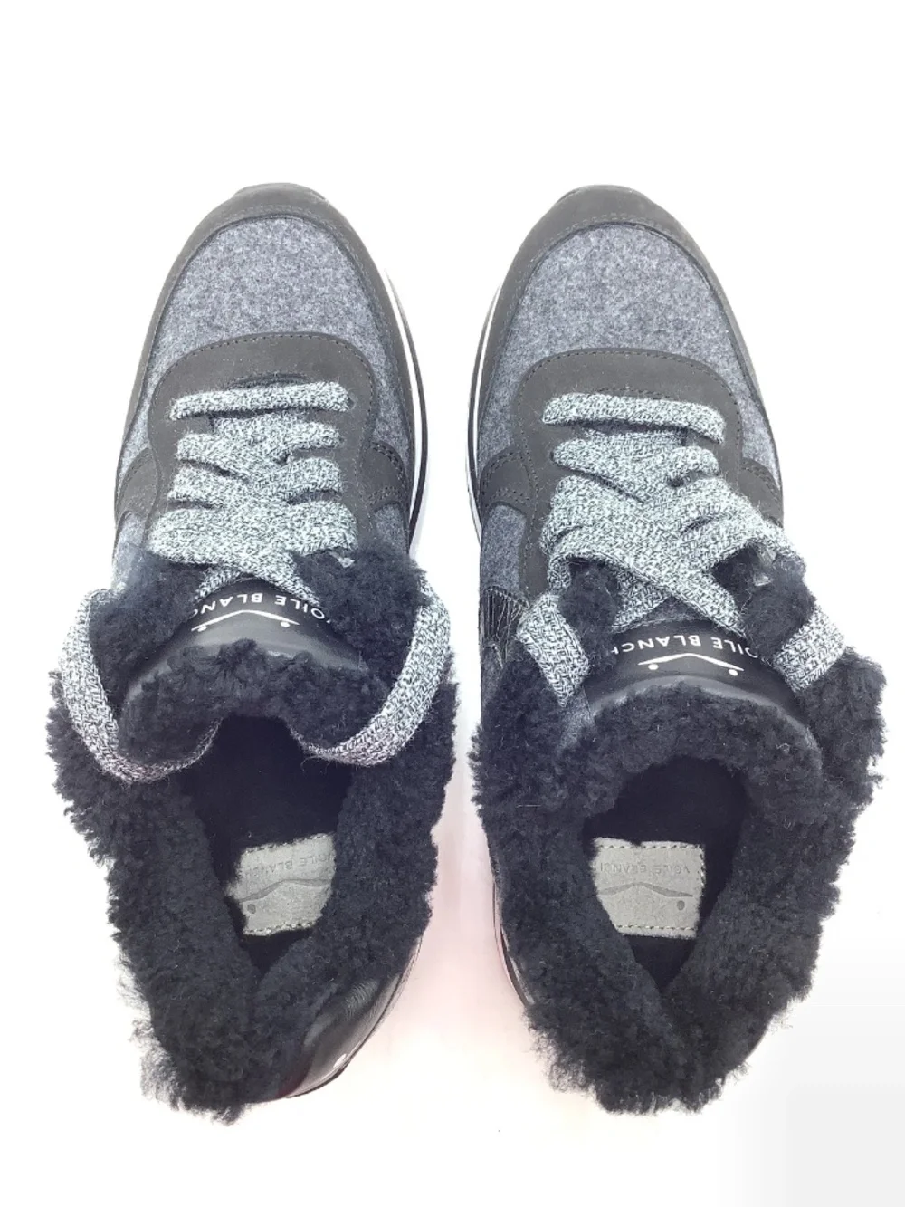 Viole Blanche Wool Sheer Trim Leather Sneakers Size: US 6.5/ EU 37